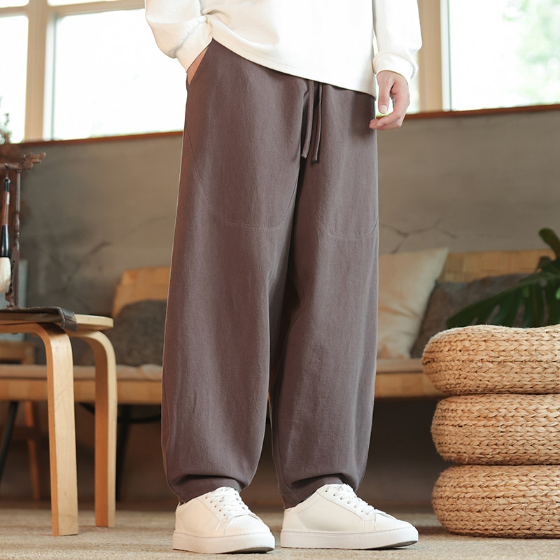 休闲裤男士宽松灯笼裤传统练功裤棉麻长裤阔腿裤K055P75,男装休闲裤,星座409-1