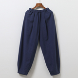 冬季保暖大码宽松休闲裤复古棉麻男加绒长裤风阔腿裤K001P85，男装休闲裤，星座409-1