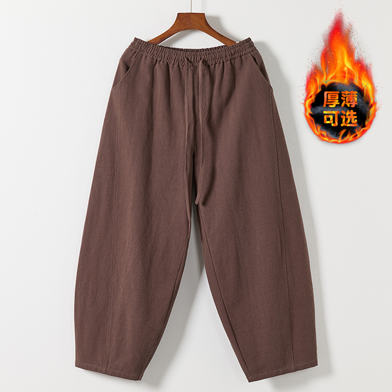 风棉麻休闲裤弯刀裤大码阔腿裤长裤加绒宽松灯笼裤5005P85，男装休闲裤，星座409-1