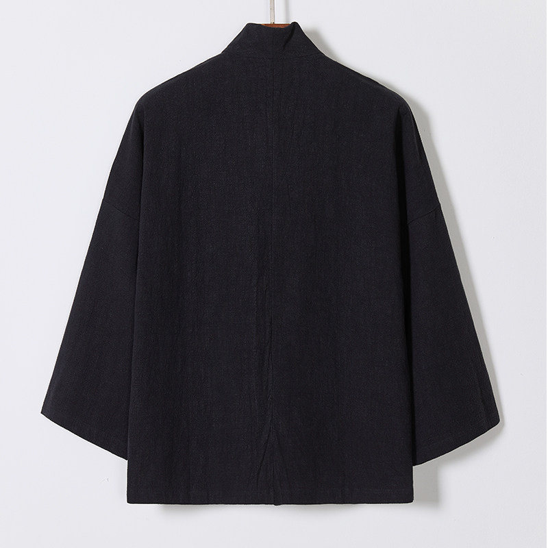 唐装外套男青年中式盘扣宽松短款披风棉麻居士服茶服M910P85,男装民族服装,星座409-1