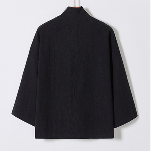唐装外套男青年中式盘扣宽松短款披风棉麻居士服茶服M910P85图片
