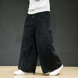 雪泥尔日系男女可穿拖地裤风宽松灯芯绒阔腿裤K008P55限价65，男装休闲裤，星座409-1