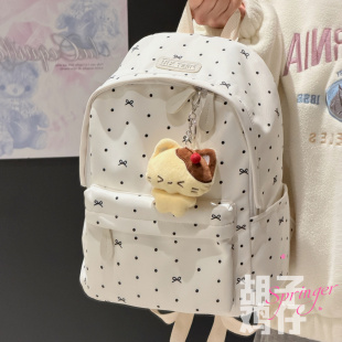 胡子鸡仔韩系ins书包女时尚 潮流波点初中生高中背包小众轻便双肩