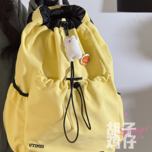 胡子鸡仔户外运动双肩包男女轻便防泼水抽绳郊游包大学生徒步背包