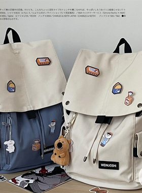ins日系原宿街头工装双肩包男韩版复古潮搭大容量背包女学生书包