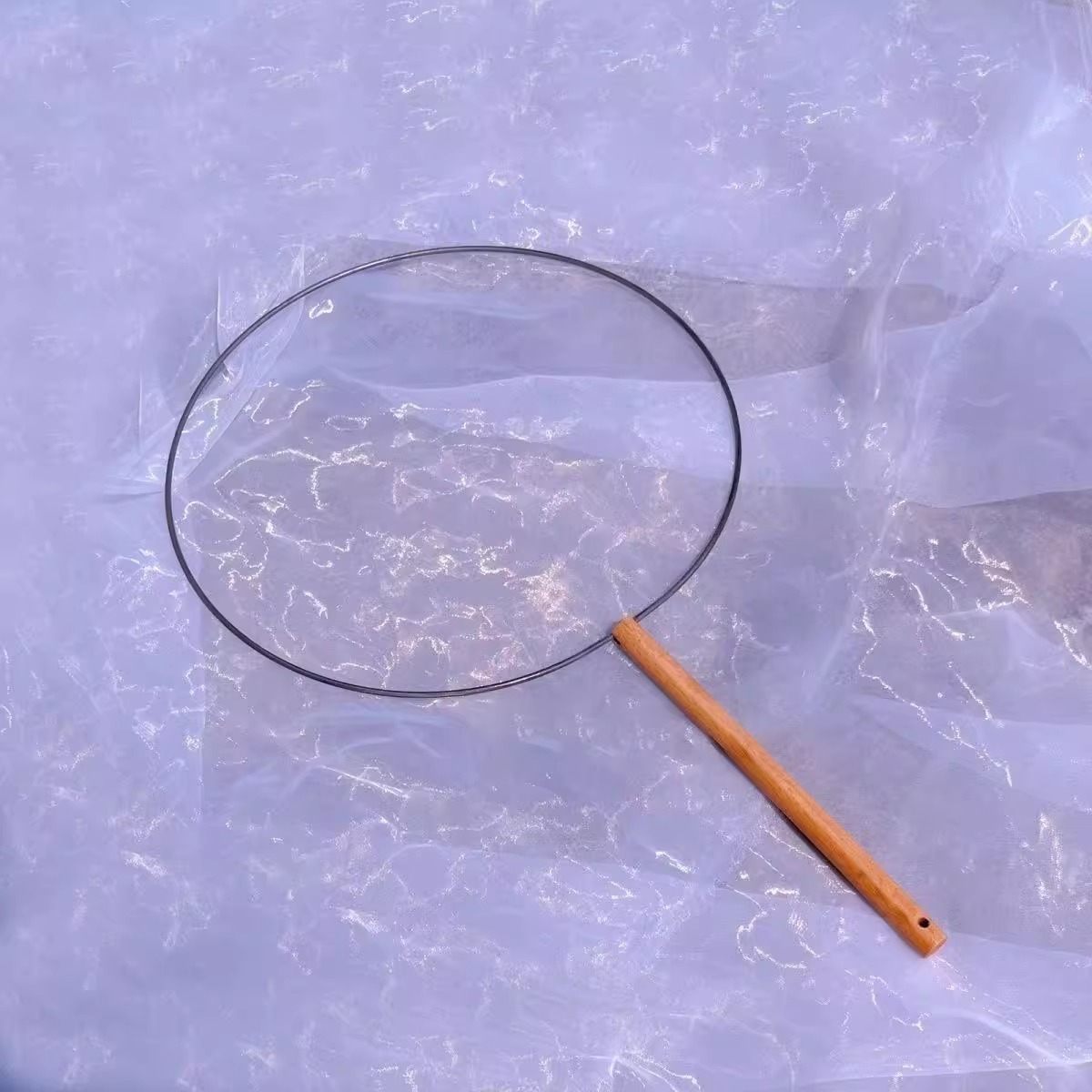 短柄团扇铁框手工diy毛线缠婚扇骨架蚕食丝扇框空骨架宫廷古代扇