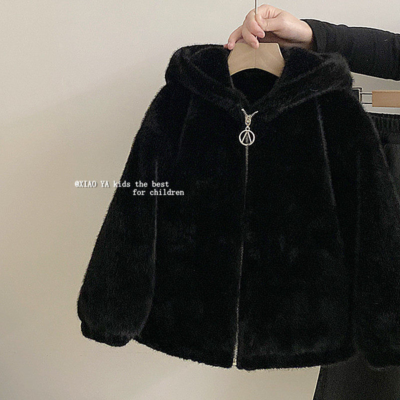 女童加绒仿水貂连帽外套冬季女孩洋气短款棉衣儿童保暖加厚毛棉服,童装/婴儿装/亲子装,普通外套,淘宝优惠券,粉丝福利购,淘宝优惠卷