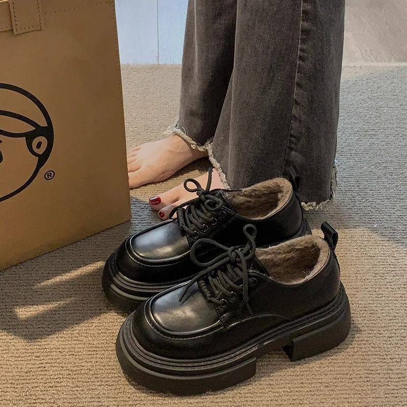 313233小码女鞋乐福鞋女冬季加绒2026新款厚底小个子增高单鞋粗跟,女鞋,棉鞋,淘宝优惠券,粉丝福利购,淘宝优惠卷