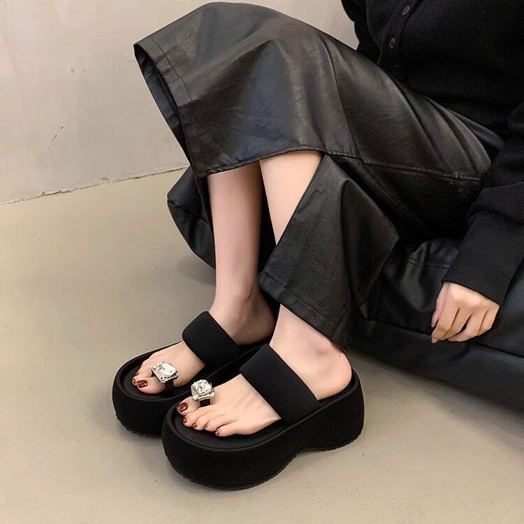 小码凉拖鞋女33小个子34绝美小凉拖高跟厚底外穿拖鞋气质夹趾凉鞋