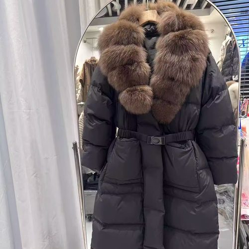 高端皮草羽绒服过膝长款加厚外套