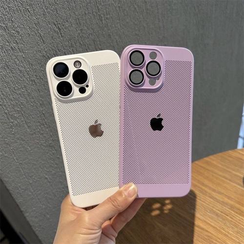 苹果14手机壳小红书散热壳紫色iPhone13promax散热12pro磨砂手感