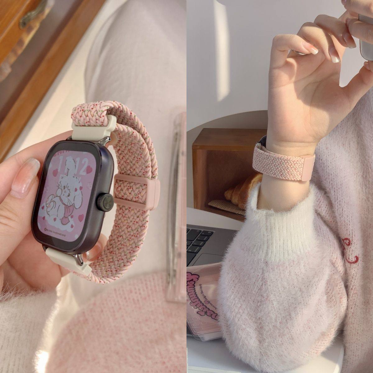 新款编织磁吸适用iQOOwatchgt表带尼龙vivo watchgt表带ins女显白