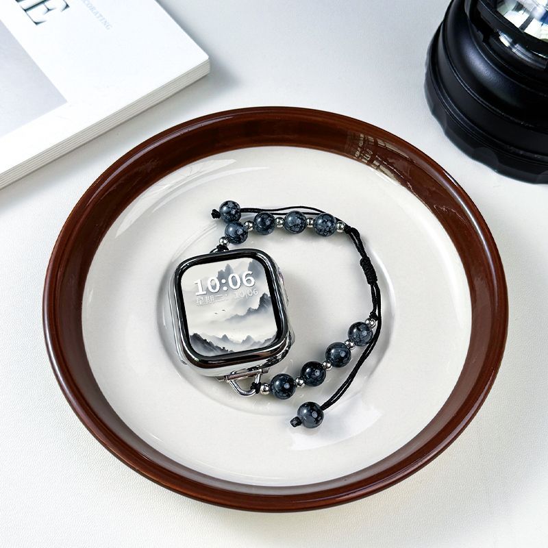 适用适用苹果s10表带国风9/8/7串珠ultra1/23/表链华为fit4运动夏