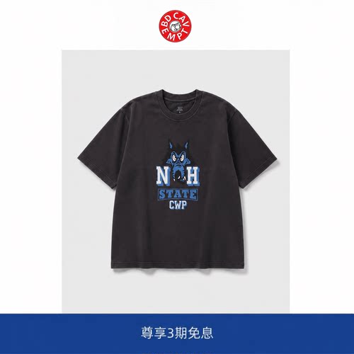 【BD CAVEMPT】日系潮牌复古水洗做旧印花字母T恤 重磅纯棉短袖