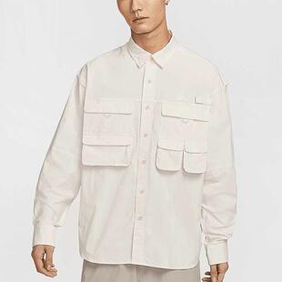 Nike耐克男装 简约舒适百搭工装风翻领长袖衬衫T恤HJ2466-030