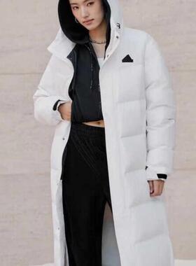 Adidas阿迪达斯男女装 时尚舒适百搭保暖长款连帽羽绒服KF6745