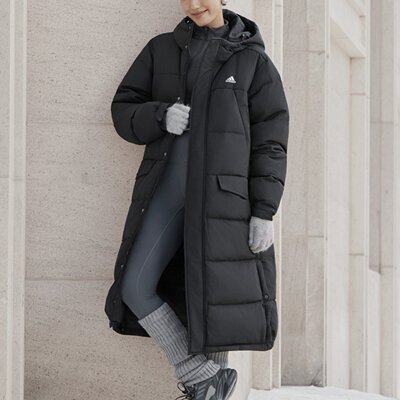 阿迪达斯男女休闲长款羽绒服外套