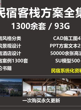 客栈民宿设计方案乡村 酒店 改造 庭院景观CAD施工SU模型PPT文本