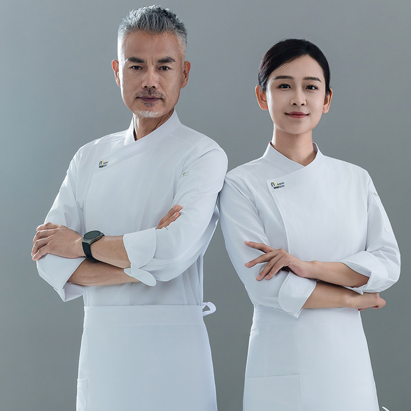 厨师工作服长袖纯棉男秋冬装餐饮酒店餐厅饭店厨房厨师长工服定制