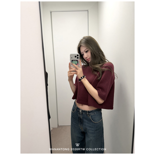 WANANTONG Alai@私服偏爱 410g全羊毛高领短袖毛衣女冬季