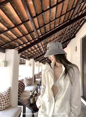 WANANTONG【高品老钱LP】天丝亚麻拉链口袋夹克女春季外套