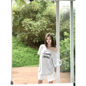 短袖 WANANTONG 上衣 girl 夏季 高穿着率大领斜肩T 美丽出门Tomato