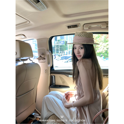 WANANTONG 私服DVN 流光美学 100全醋酸挂脖女夏季吊带上衣