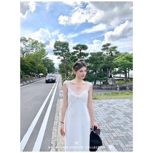 WANANTONG 白色克洛伊 秋冬厚度的piu亮连衣裙(肩带可调节