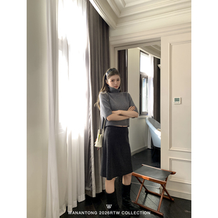 半身裙 上身即时髦呢子中裙女冬季 WANANTONG 双手推荐