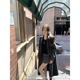 WANANTONG 学院感outfit 纽扣百褶短裙女半身裙(带安全裤