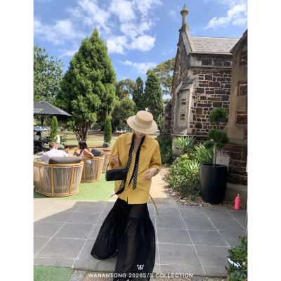 WANANTONG 朦胧美学 超绝灵动感柔纱长半裙女春季半身裙长裙