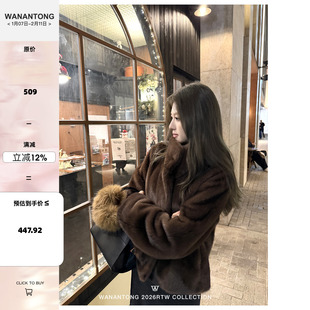 WANANTONG 流光新贵 美丽好穿版! 加厚环保金貂绒毛毛外套女冬季