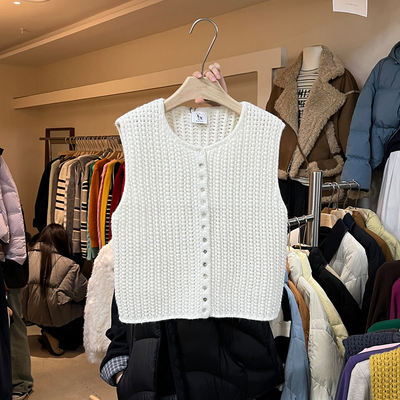 日系针织马甲背心叠穿风无袖毛衣