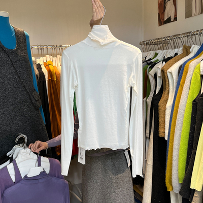 打底衫波浪边高领长袖T