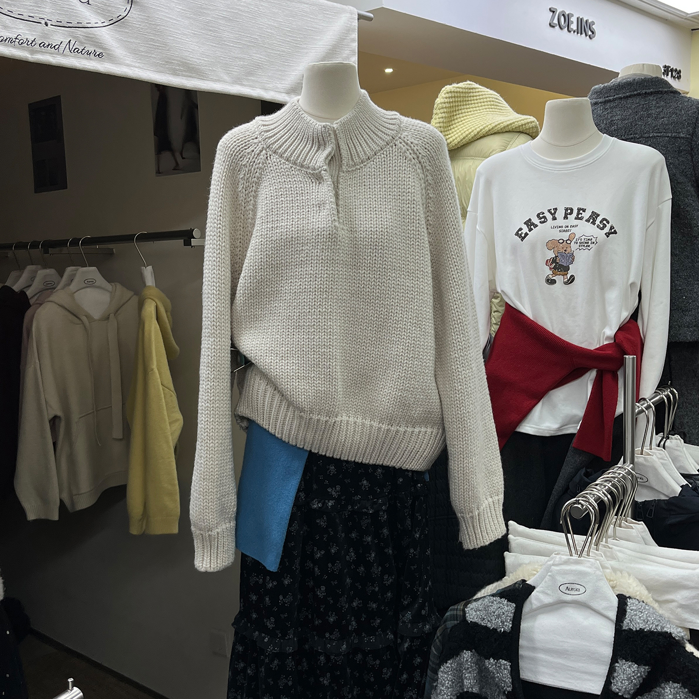 纯色暗扣设计感套头毛衣女