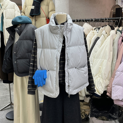 立领羽绒马甲背心女白鸭绒短外套