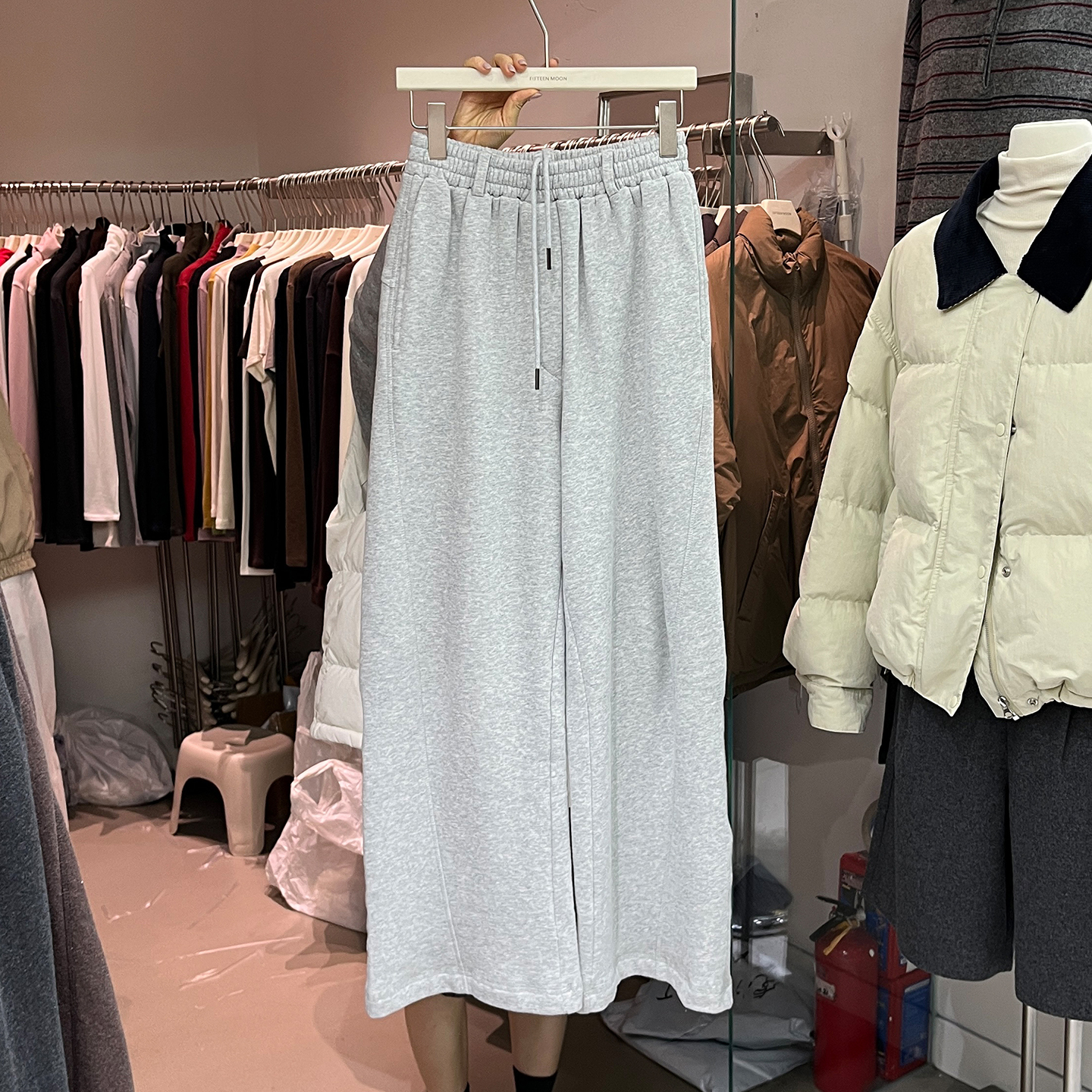 阔腿裤加绒卫裤弯刀裤女