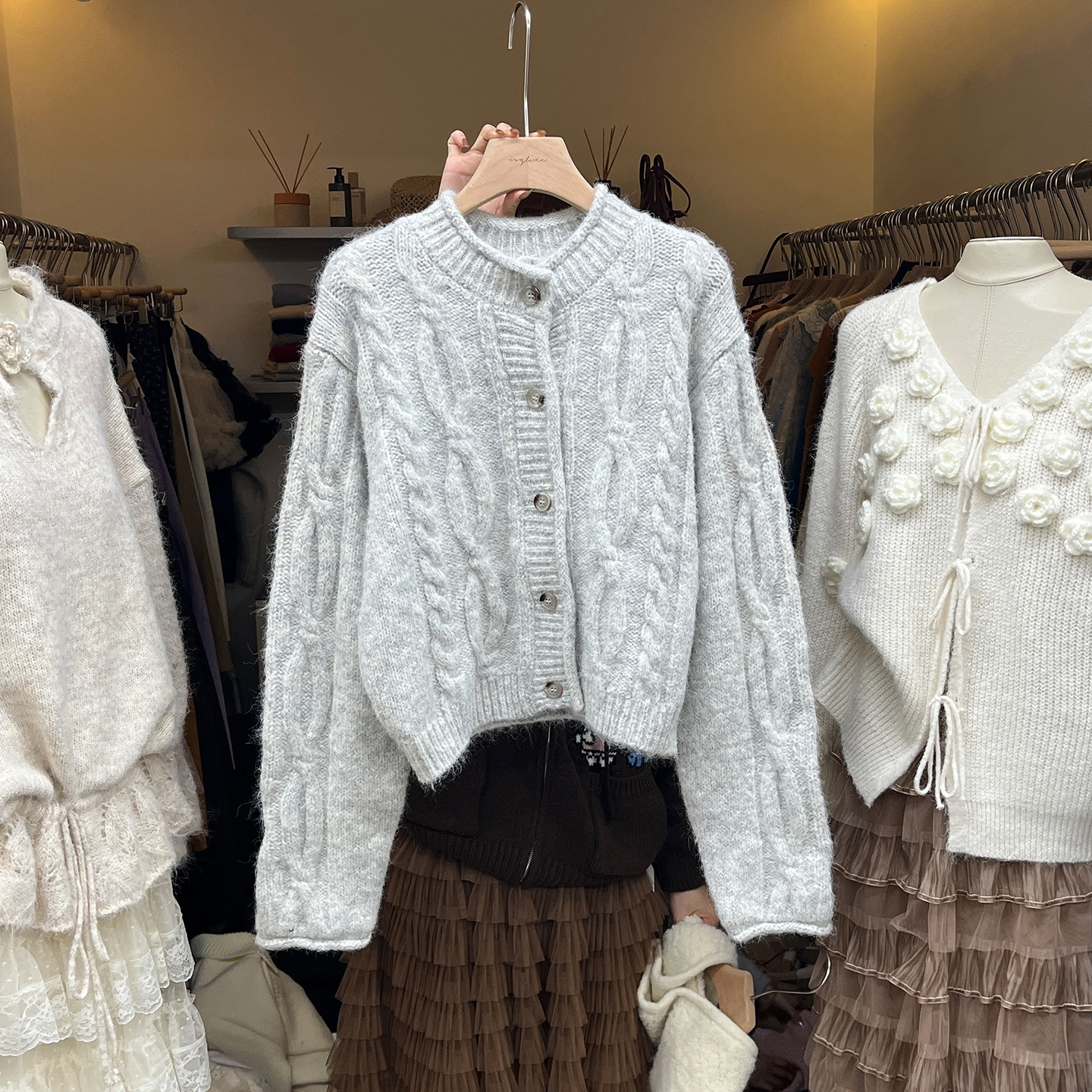 麻花毛衣外套女韩国东大门女装冬