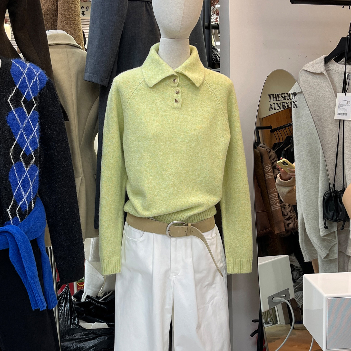 高领针织衫洋气翻领套头毛衣