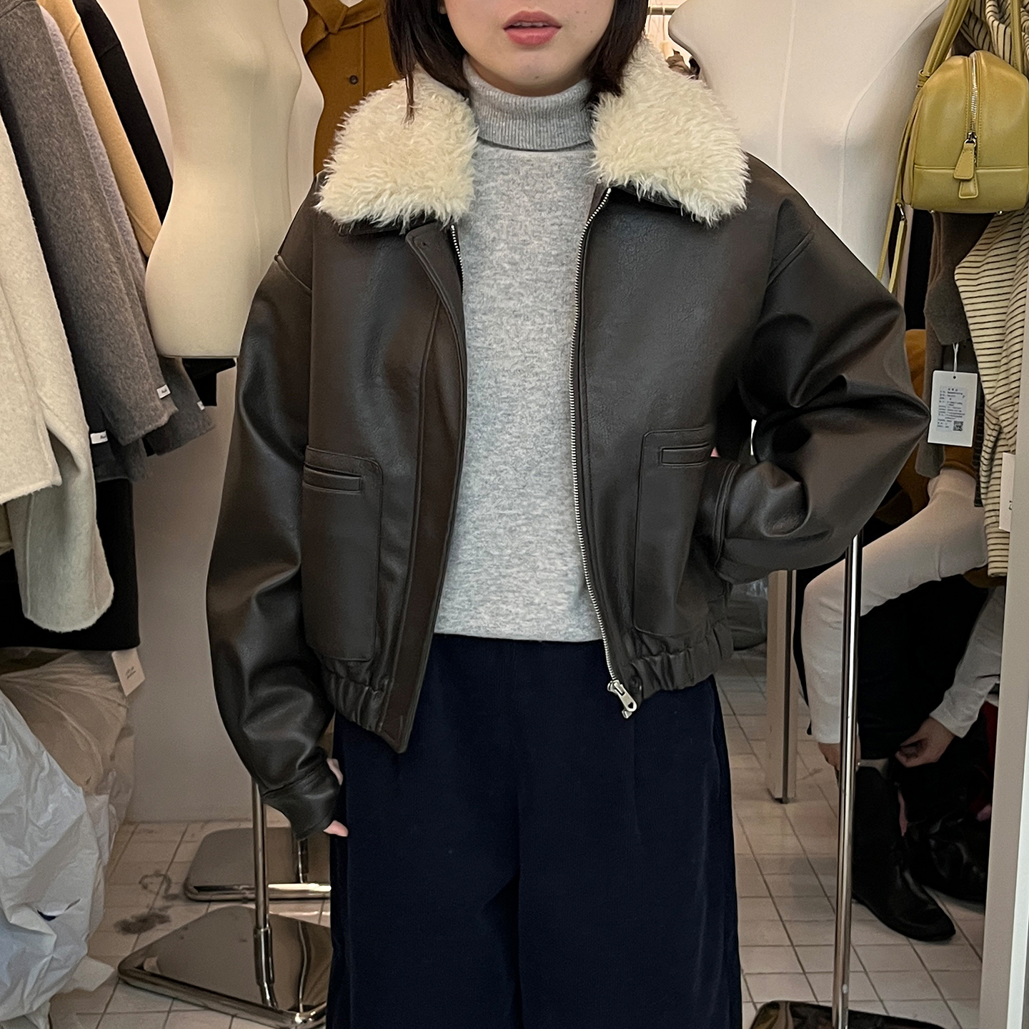 毛领夹棉保暖休闲皮衣外套