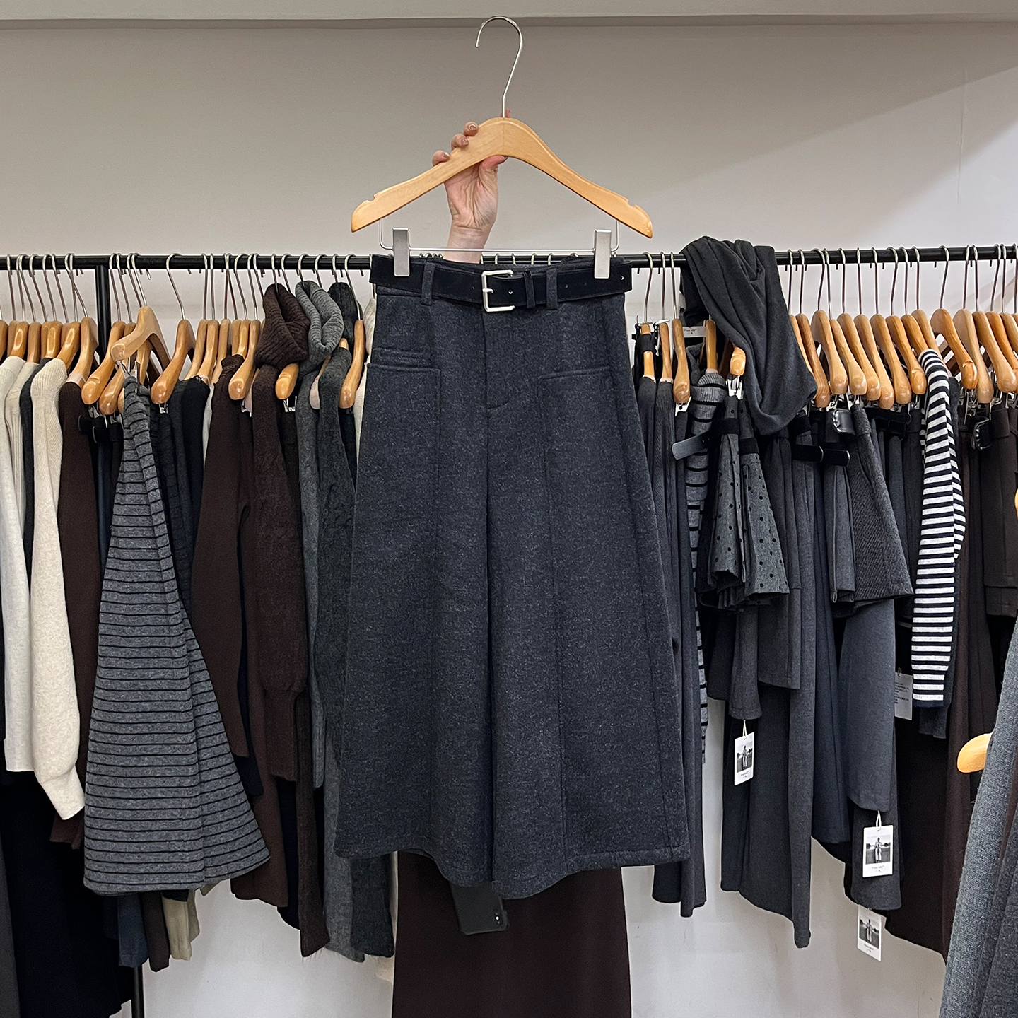 高腰宽松阔腿裤加绒八分裤