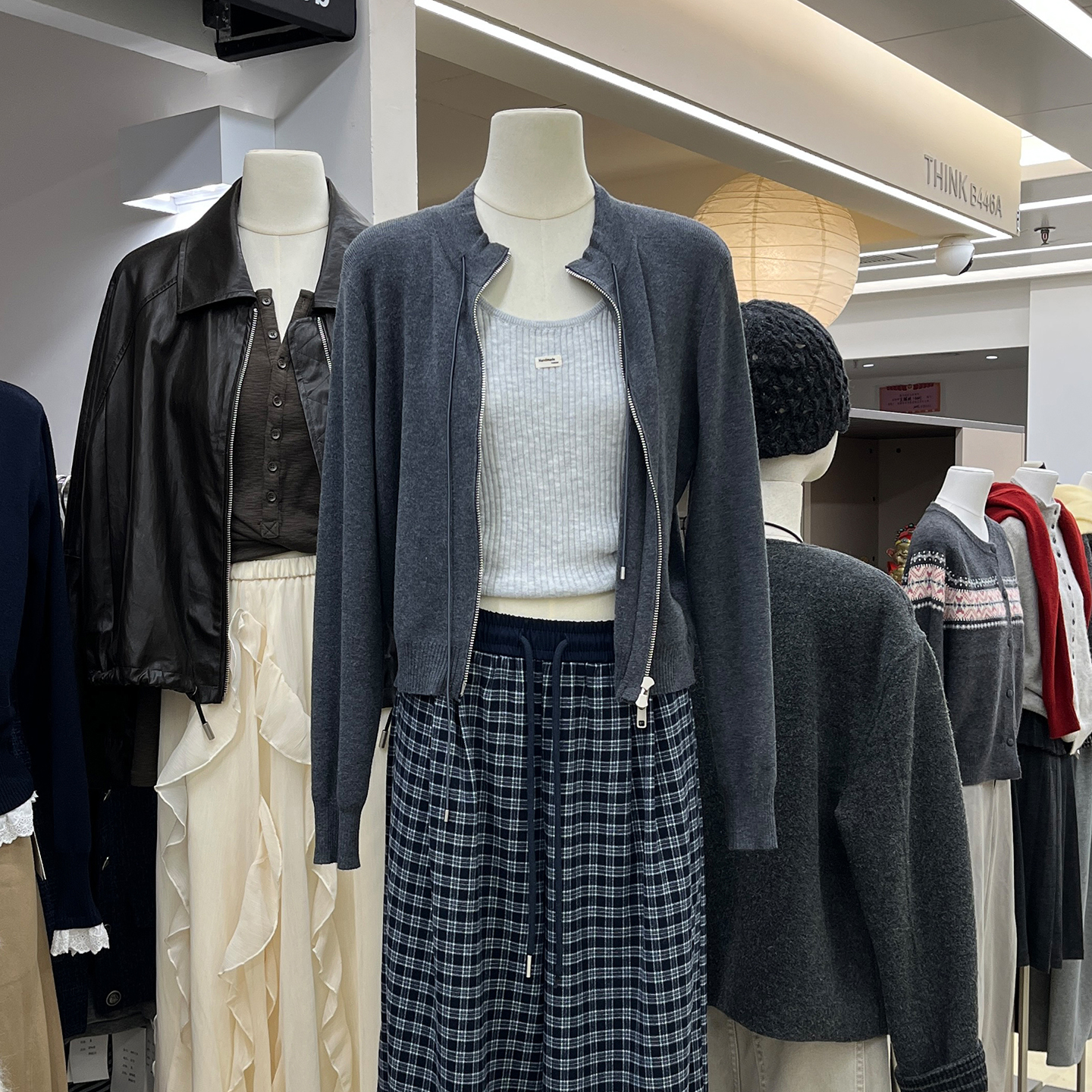 吊带背心拉链针织开衫短外套