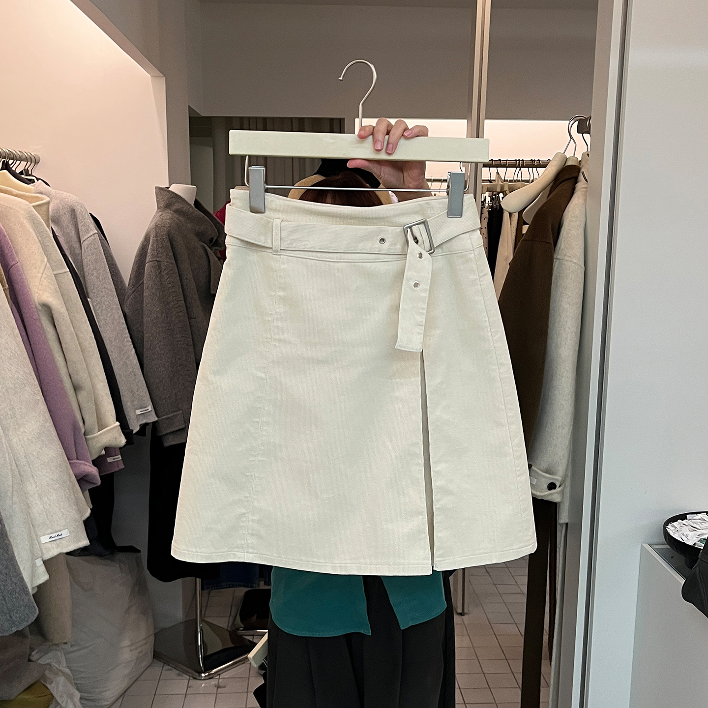 复古灯芯绒半身裙工装风a字短裙