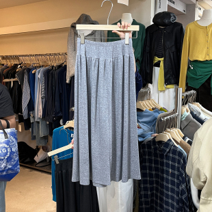 高腰中长款 KITTIN韩版 新款 2025秋装 垂感休闲裙子半身裙 十三行女装