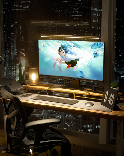 【478-高级夜晚电脑桌】C4D工程OC渲染3D模型素材场景海报电商