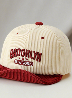 婴儿帽子秋冬款鸭舌帽灯芯绒棒球帽软檐遮阳男女婴幼儿宝宝帽冬天