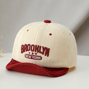 婴儿帽子秋冬款 鸭舌帽灯芯绒棒球帽软檐遮阳男女婴幼儿宝宝帽冬天