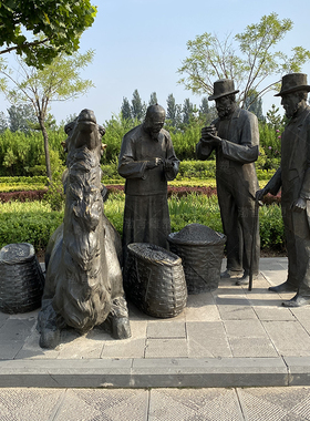 铸铜民俗情景大型商业街人物雕塑