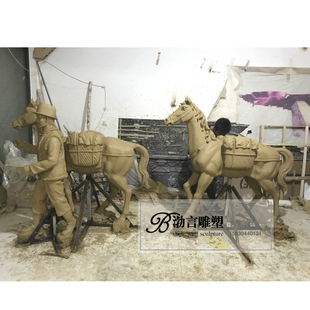 茶马古道主题雕塑定制铸铜马帮商队运输茶叶雕塑茶园茶市广场景观