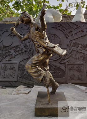 小孩商业街梦想景观铜雕像定制